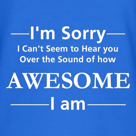 I'm sorry I can't seem to hear you over the sound of how awesome I am t shirt